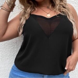 Solid Contrast Mesh Cami Top